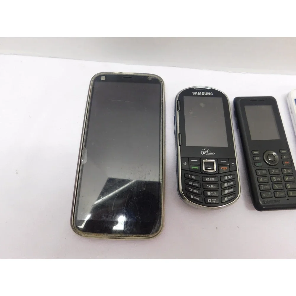 Lot of 5 Cell phones Samsung LG BLU Kyocera UNKNOWN WORKING CONDITION